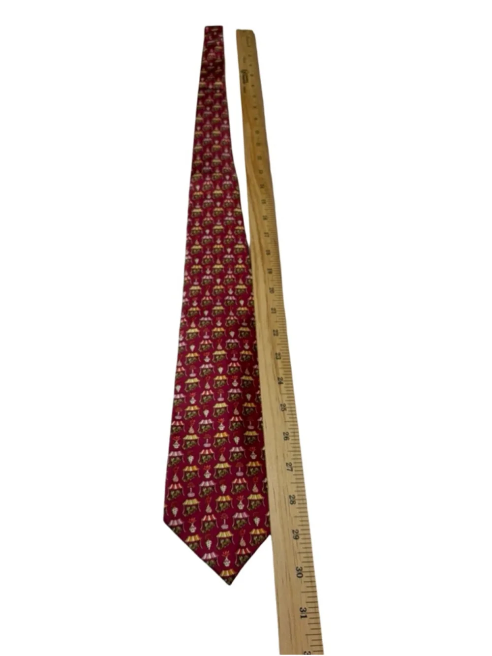 Salvatore Ferragamo Silk Tie Red Novelty Tiger Vase Print Italy Luxury Designer